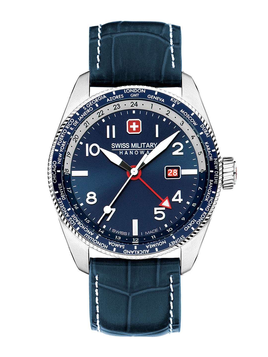 

SWISS MILITARY HANOWA Men Leather Textured Straps Analogue Watch SMWGB0000505, Blue
