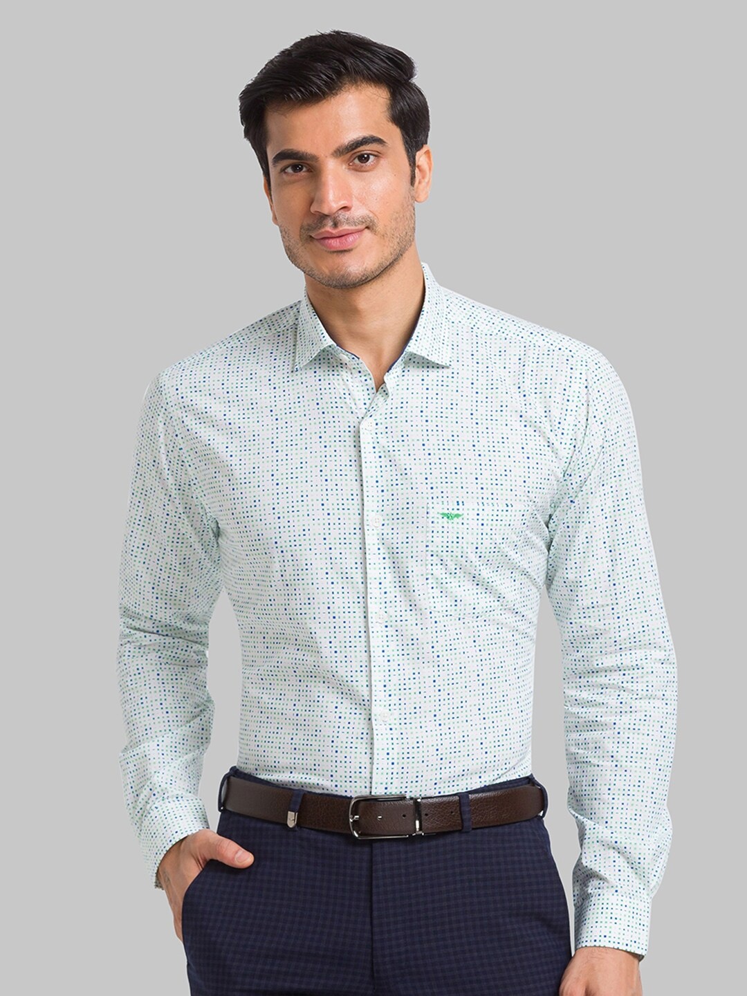 

Park Avenue Slim Fit Geometric Printed Pure Cotton Formal Shirt, White
