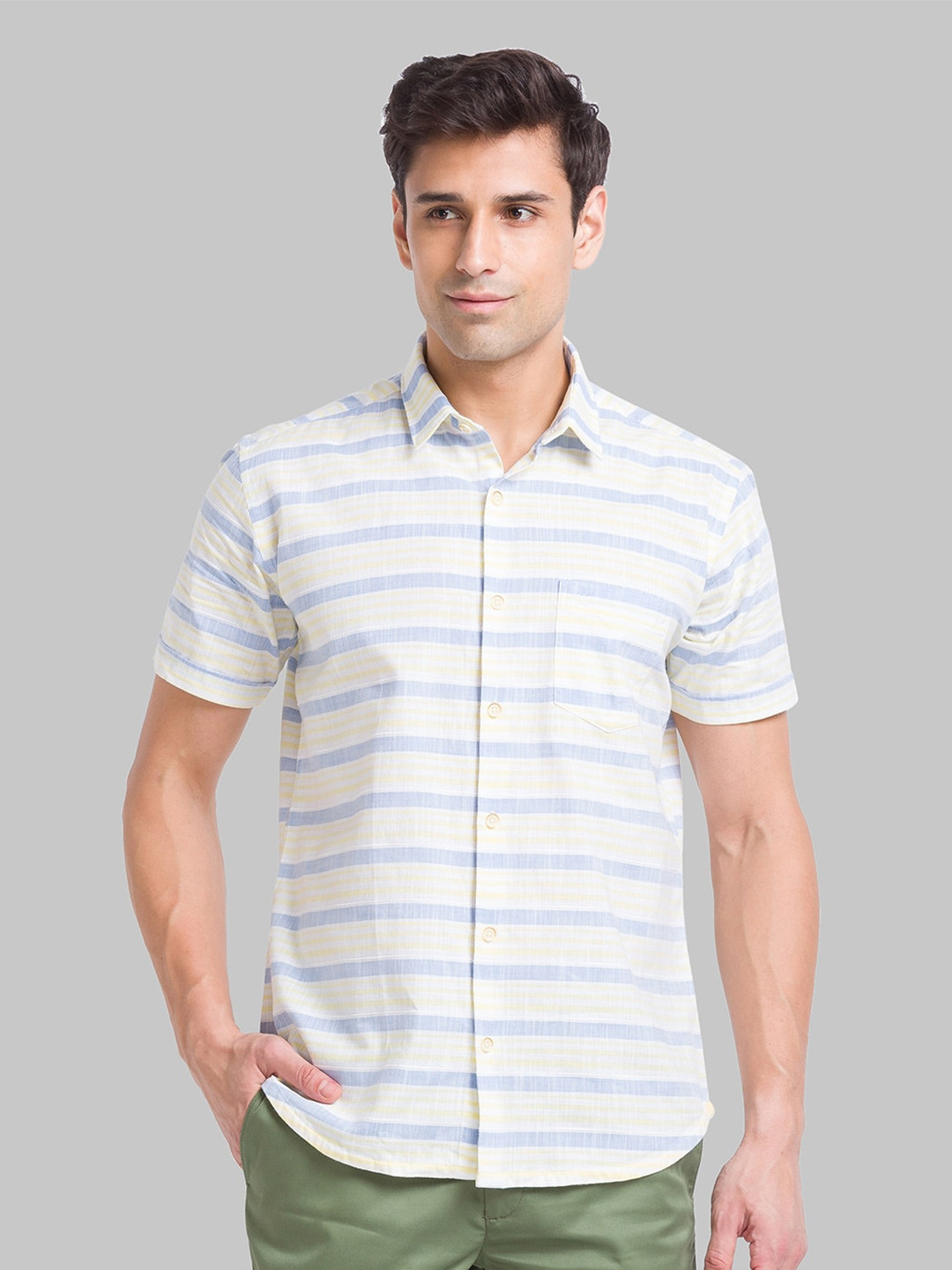 

Park Avenue Slim Fit Horizontal Stripes Pure Cotton Formal Shirt, White