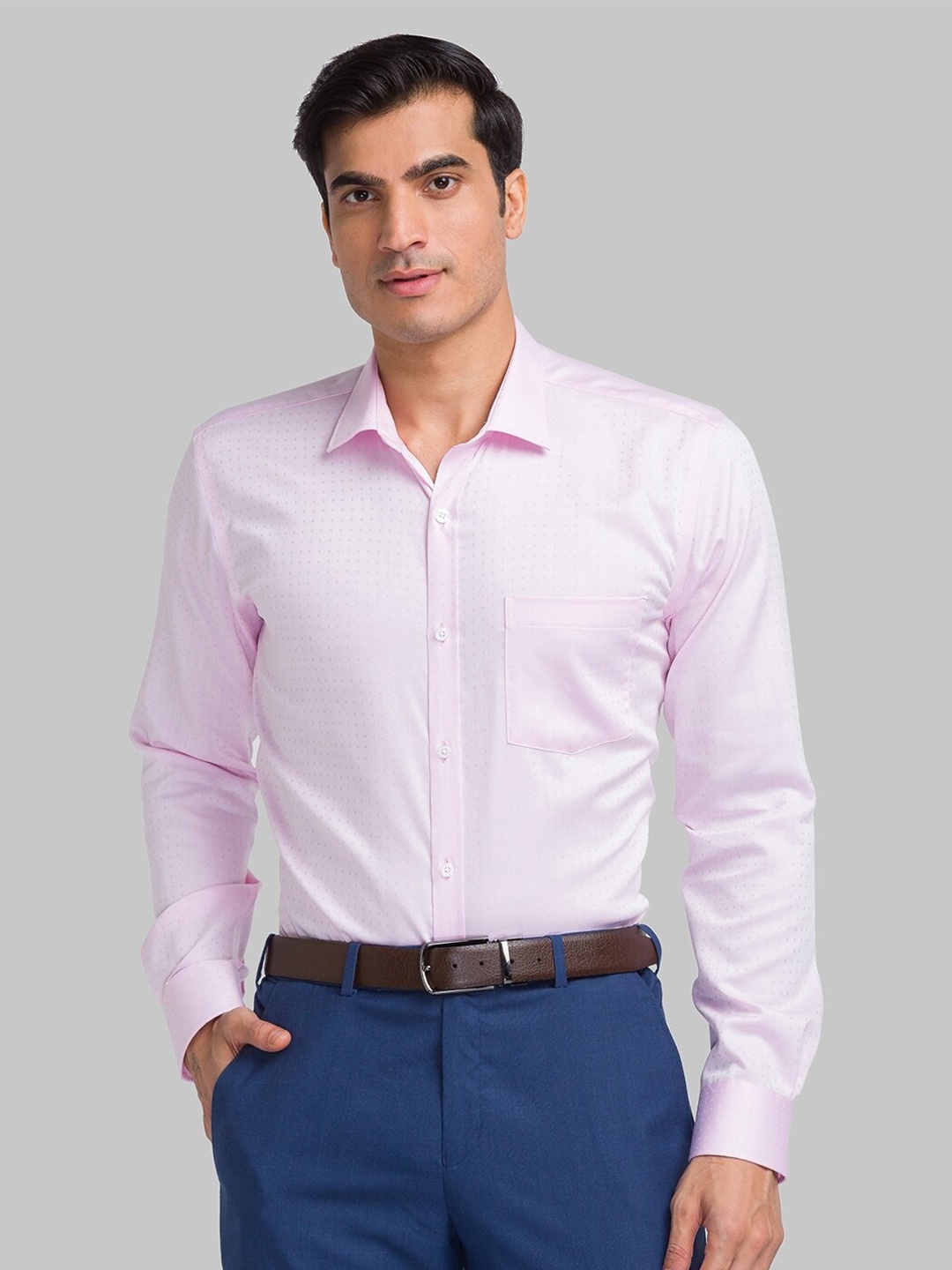 

Park Avenue Slim Fit Micro Ditsy Printed Pure Cotton Formal Shirt, Pink