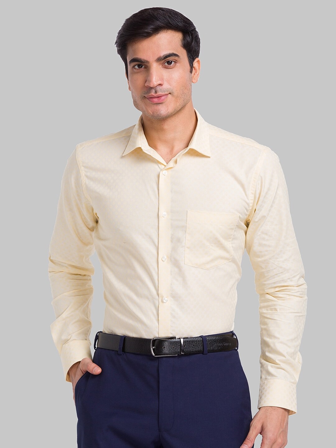 

Park Avenue Spread Collar Slim Fit Organic Cotton Formal Shirt, Yellow