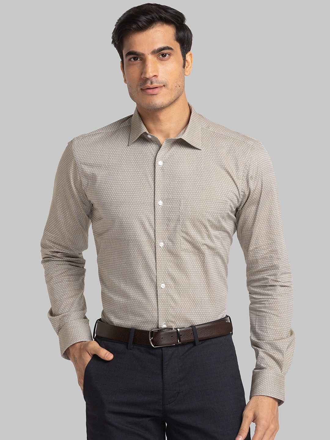 

Park Avenue Slim Fit Opaque Formal Pure Cotton Shirt, Brown