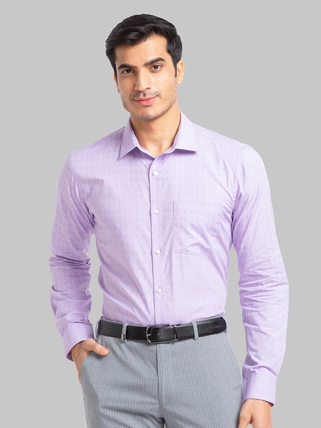 

Park Avenue Slim Fit Self Design Pure Cotton Formal Shirt, Lavender