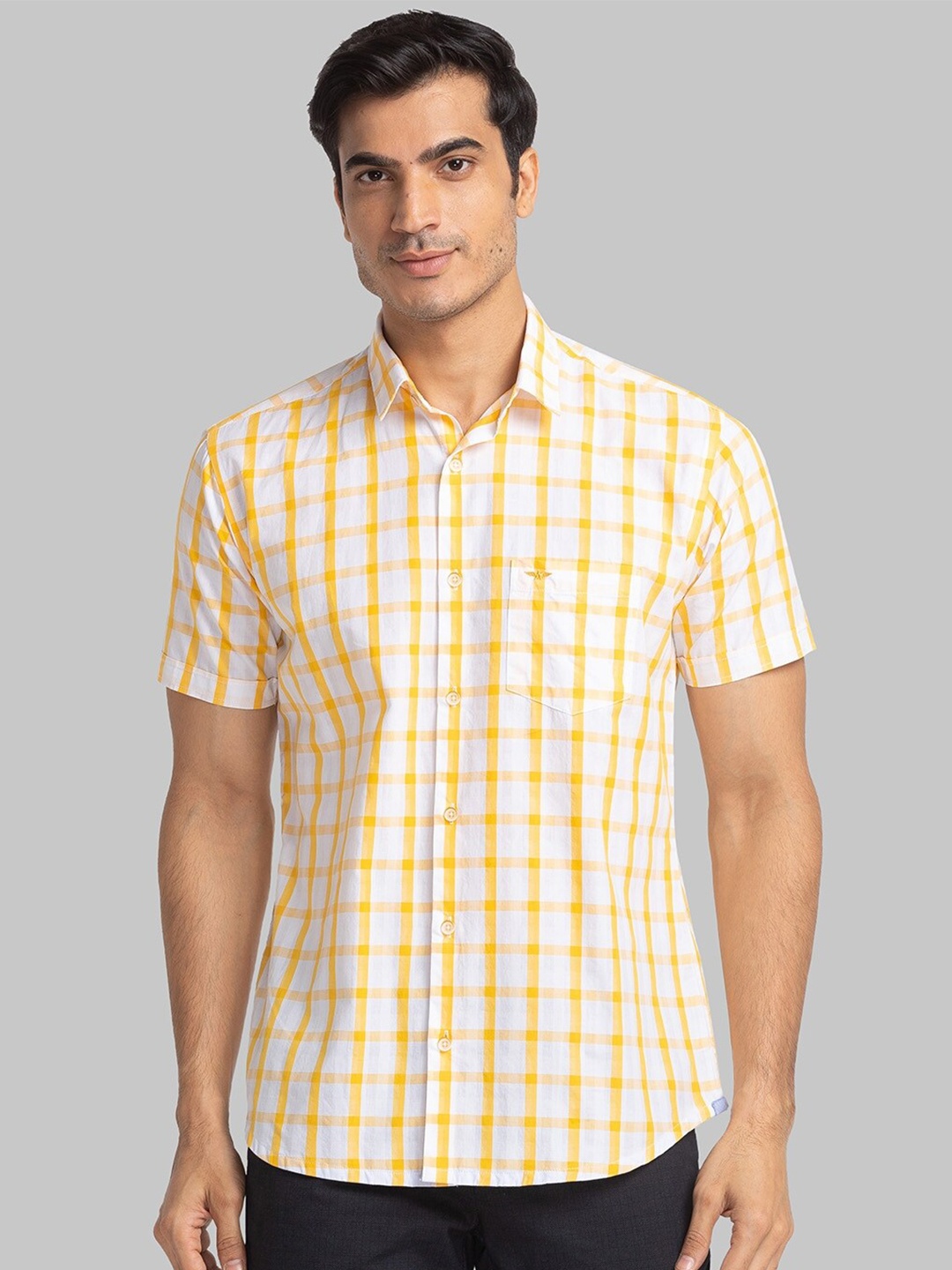 

Park Avenue Checks Slim Fit Organic Cotton Casual Shirt, Yellow