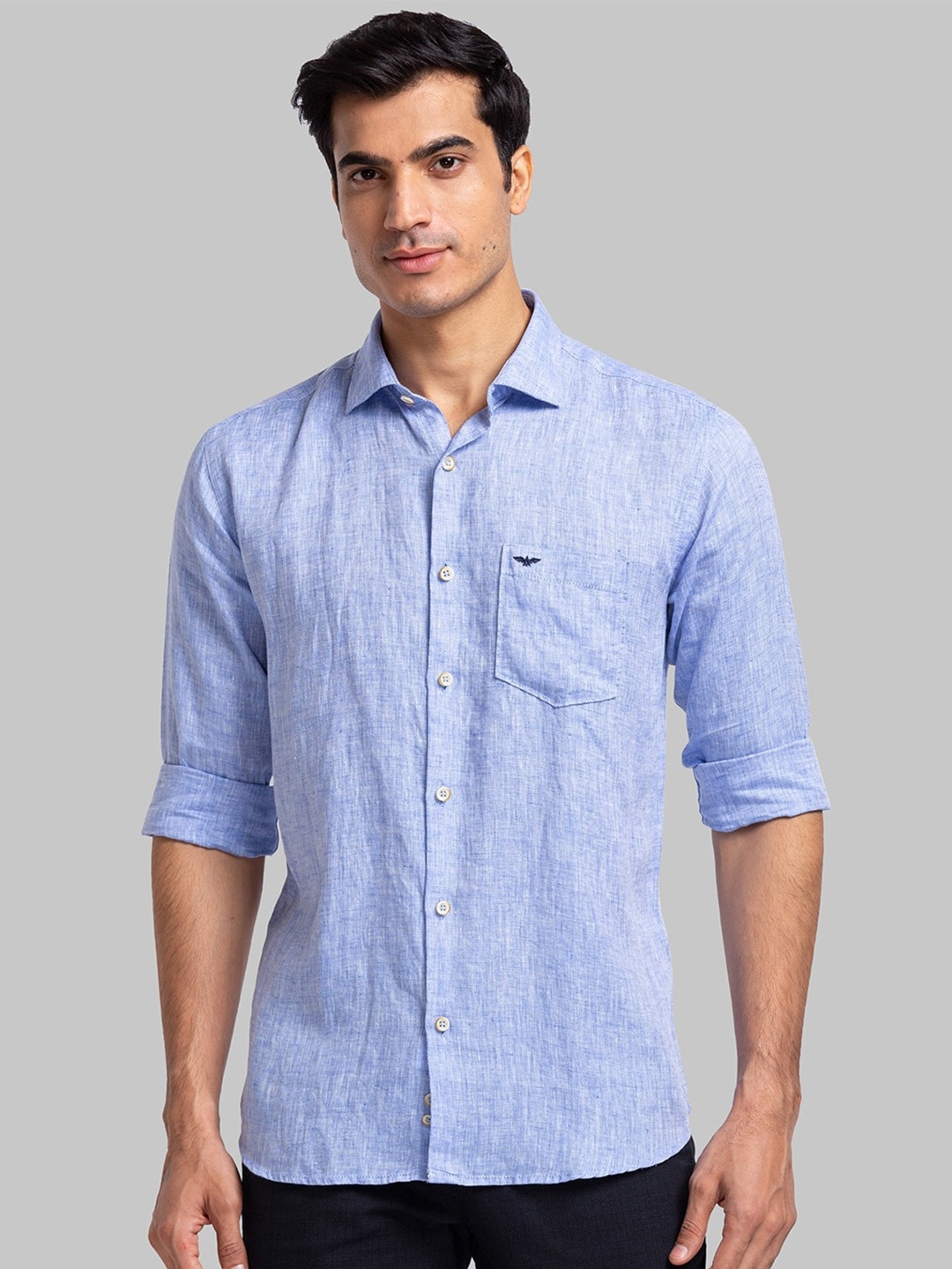 

Park Avenue Slim Fit Pure Linen Casual Shirt, Blue