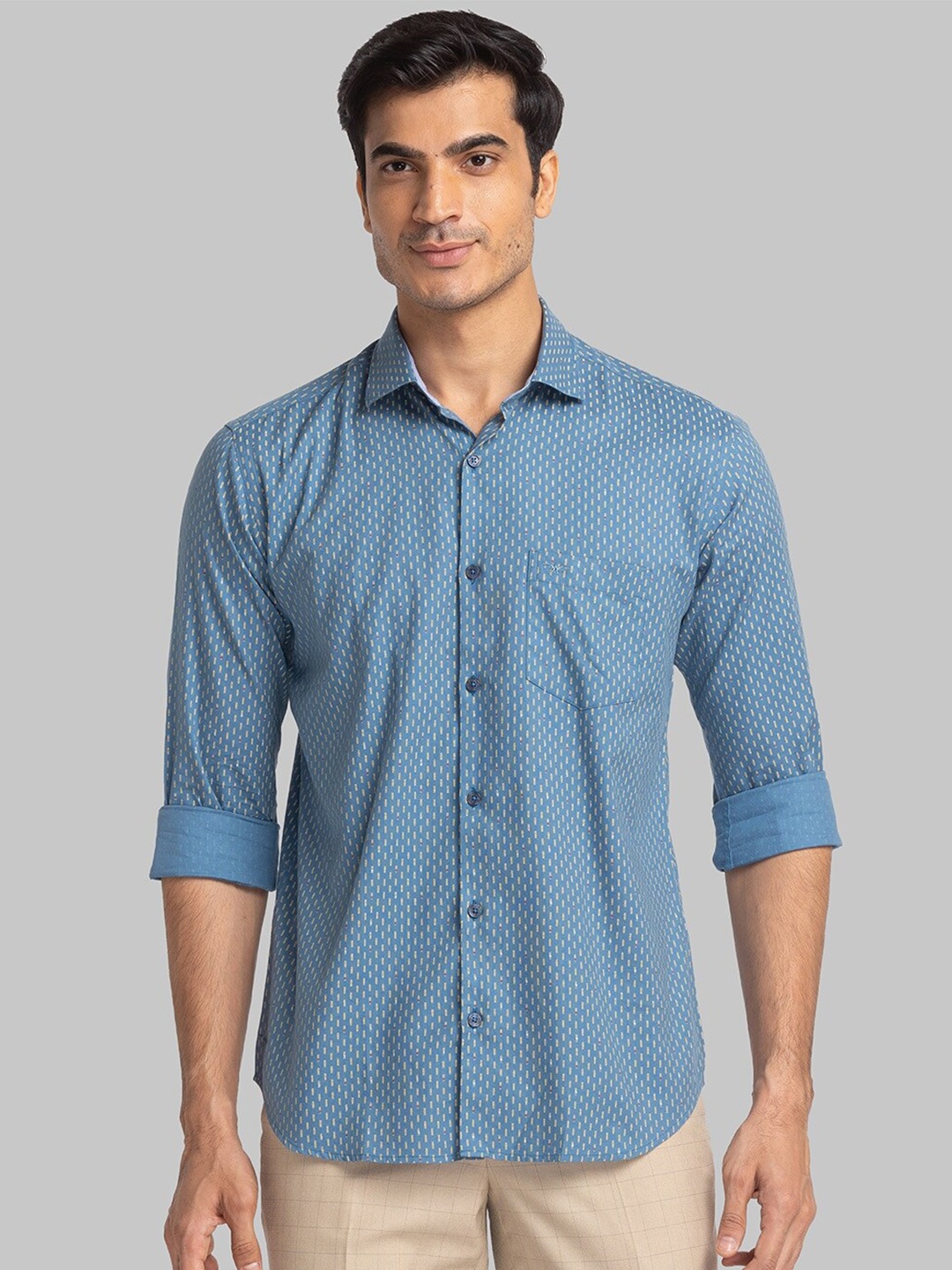 

Park Avenue Slim Fit Micro Disty Printed Formal Shirt, Blue