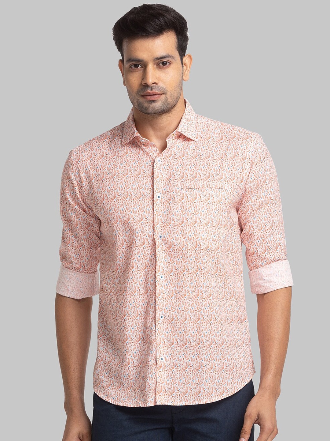 

Park Avenue Slim Fit Abstract Printed Pure Cotton Casual Shirt, Peach