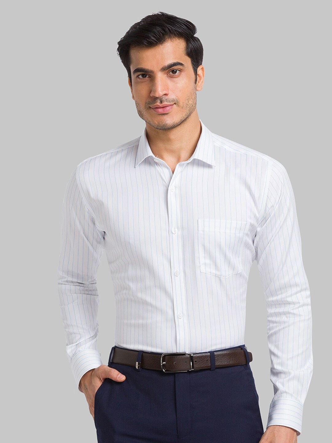 

Park Avenue Slim Fit Striped Pure Cotton Formal Shirt, White