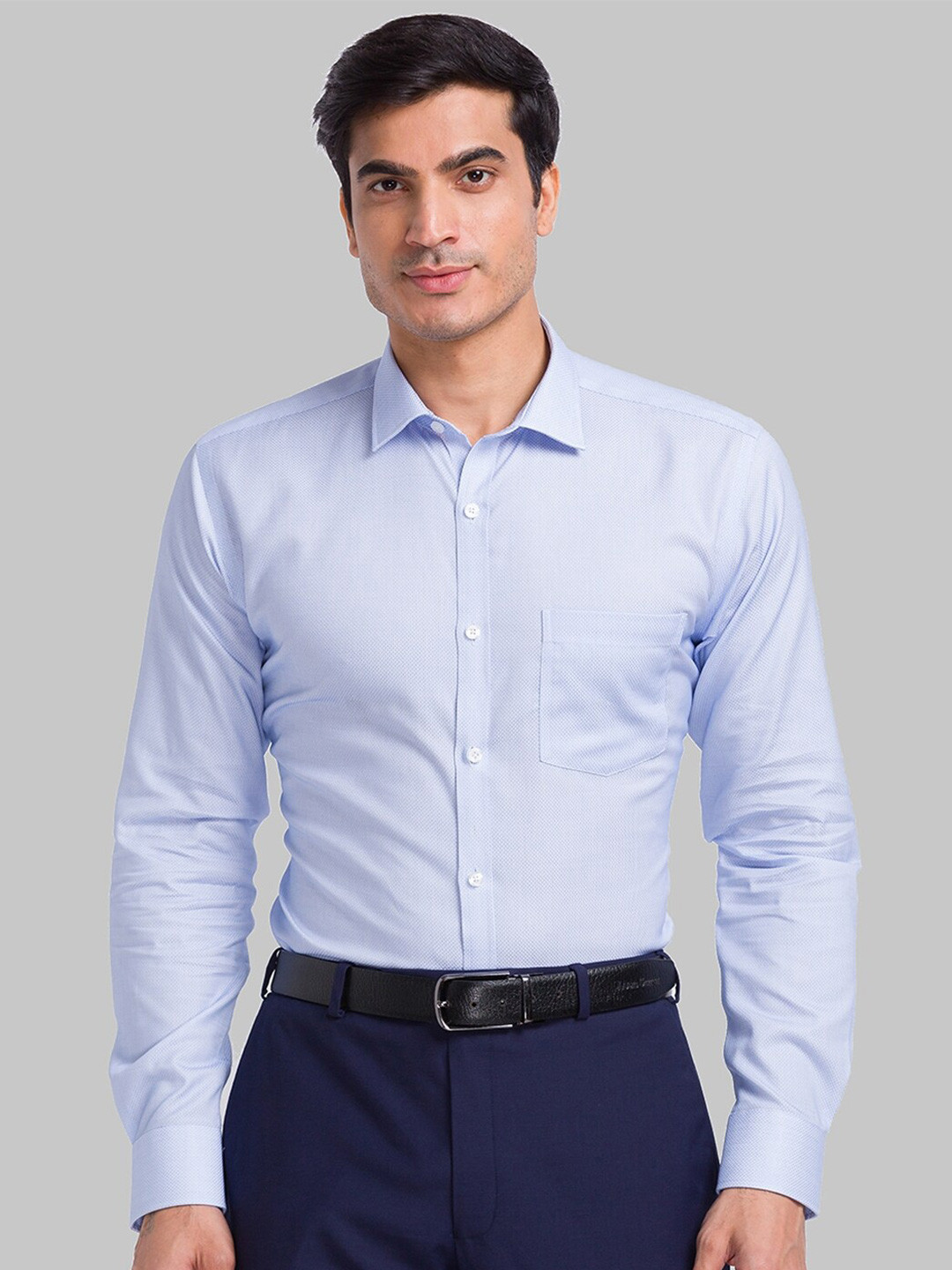 

Park Avenue Spread Collar Slim Fit Organic Cotton Formal Shirt, Blue
