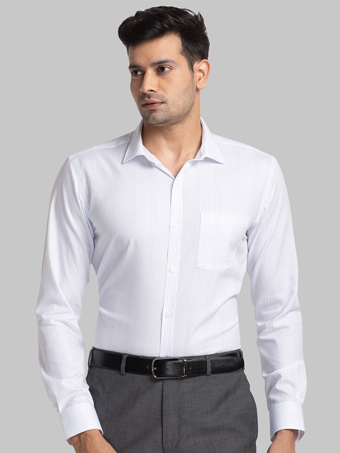 

Park Avenue Slim Fit Vertical Stripes Pure Cotton Formal Shirt, White