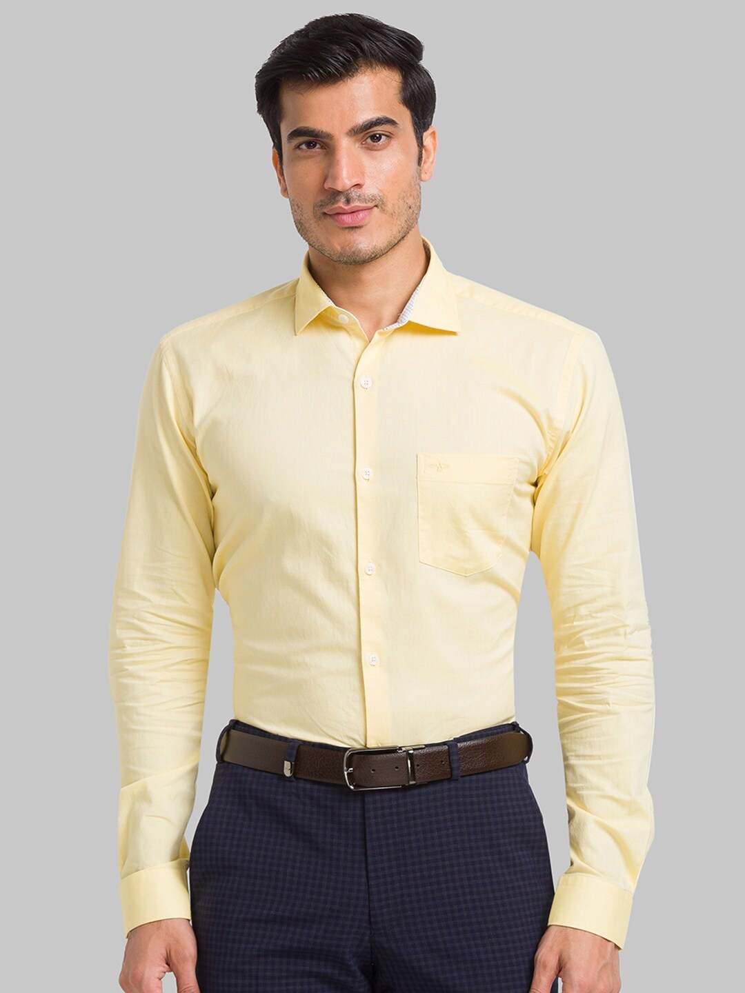 

Park Avenue Spread Collar Slim Fit Organic Cotton Formal Shirt, Yellow