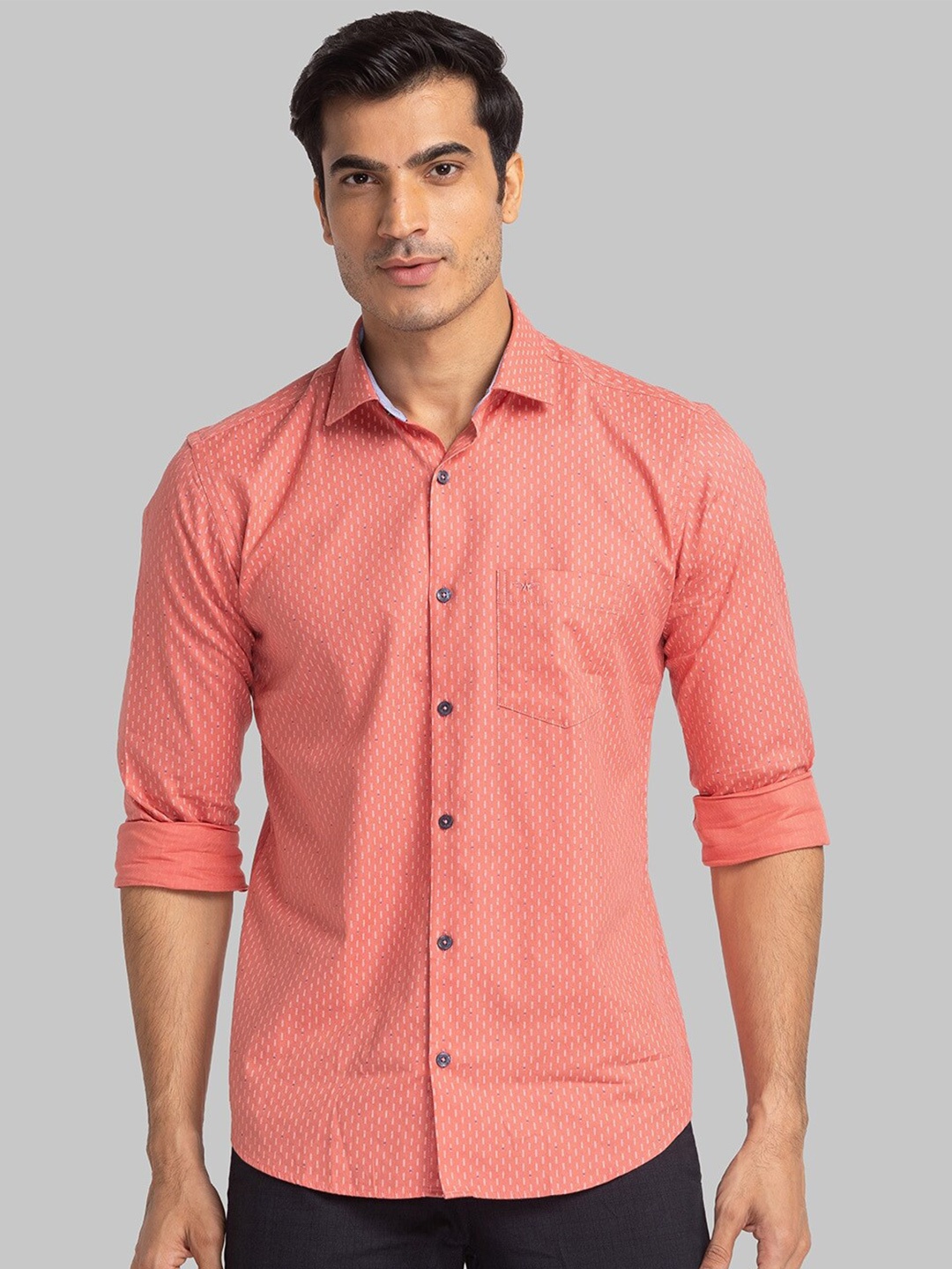 

Park Avenue Micro Ditsy Printed Slim Fit Organic Cotton Casual Shirt, Red