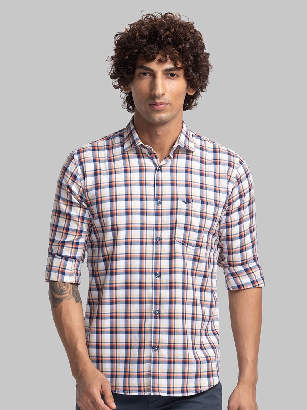 

Park Avenue Slim Fit Checked Pure Cotton Casual Shirt, White