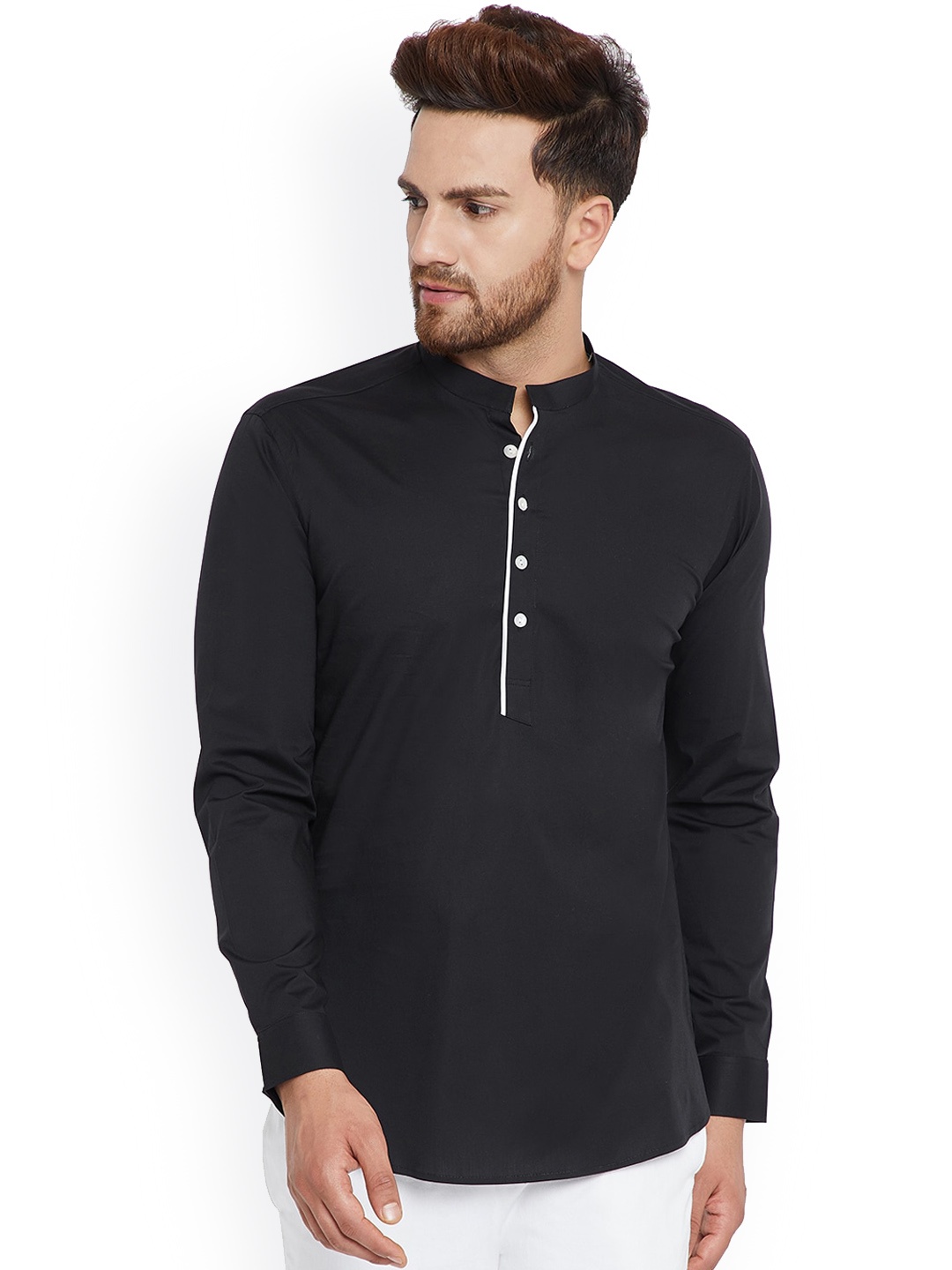 

See Designs Mandarin Collar Short Kurta, Black