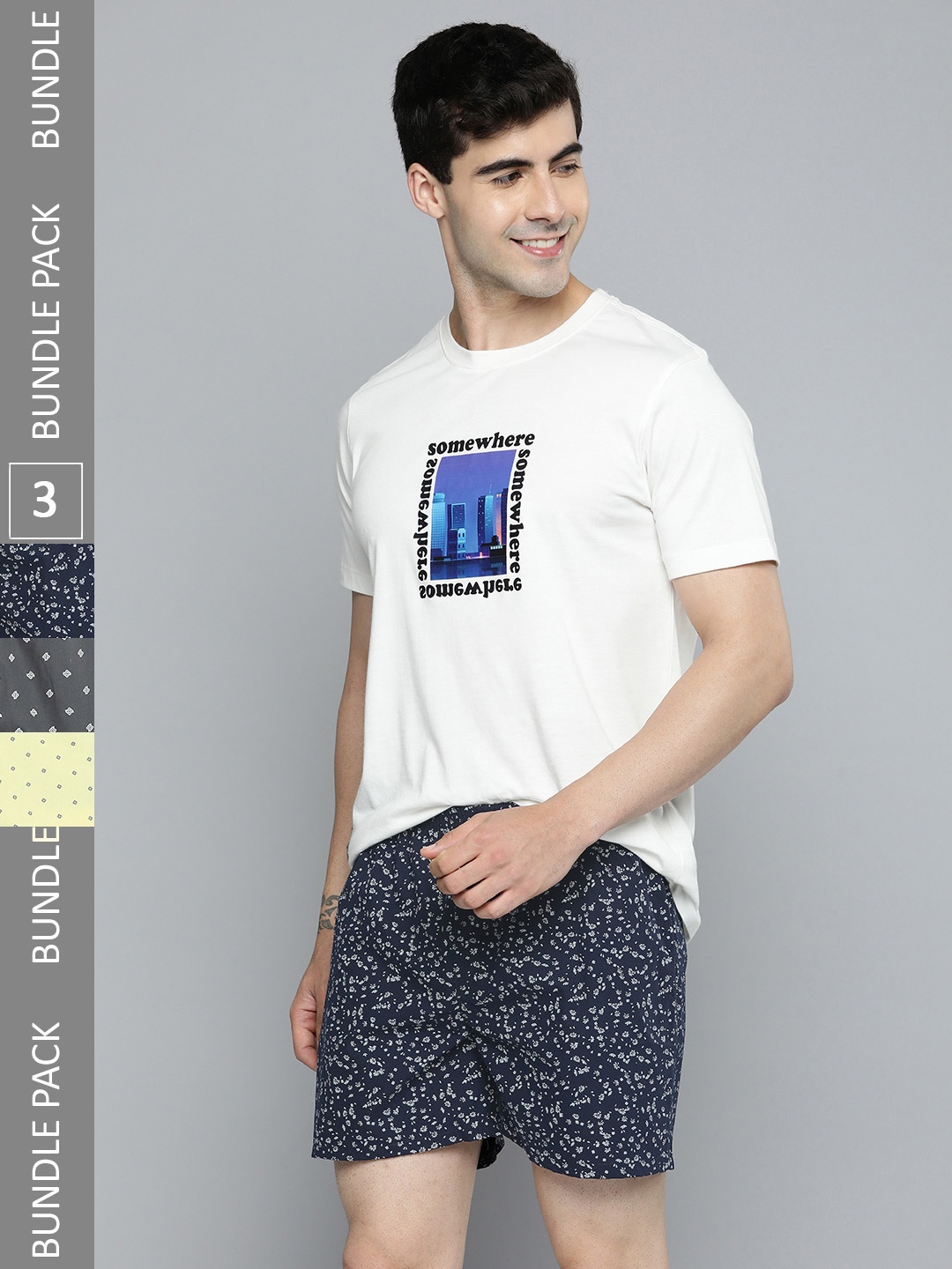 

Mast & Harbour Men Pack Of 3 Printed Pure Cotton Boxers, Multi