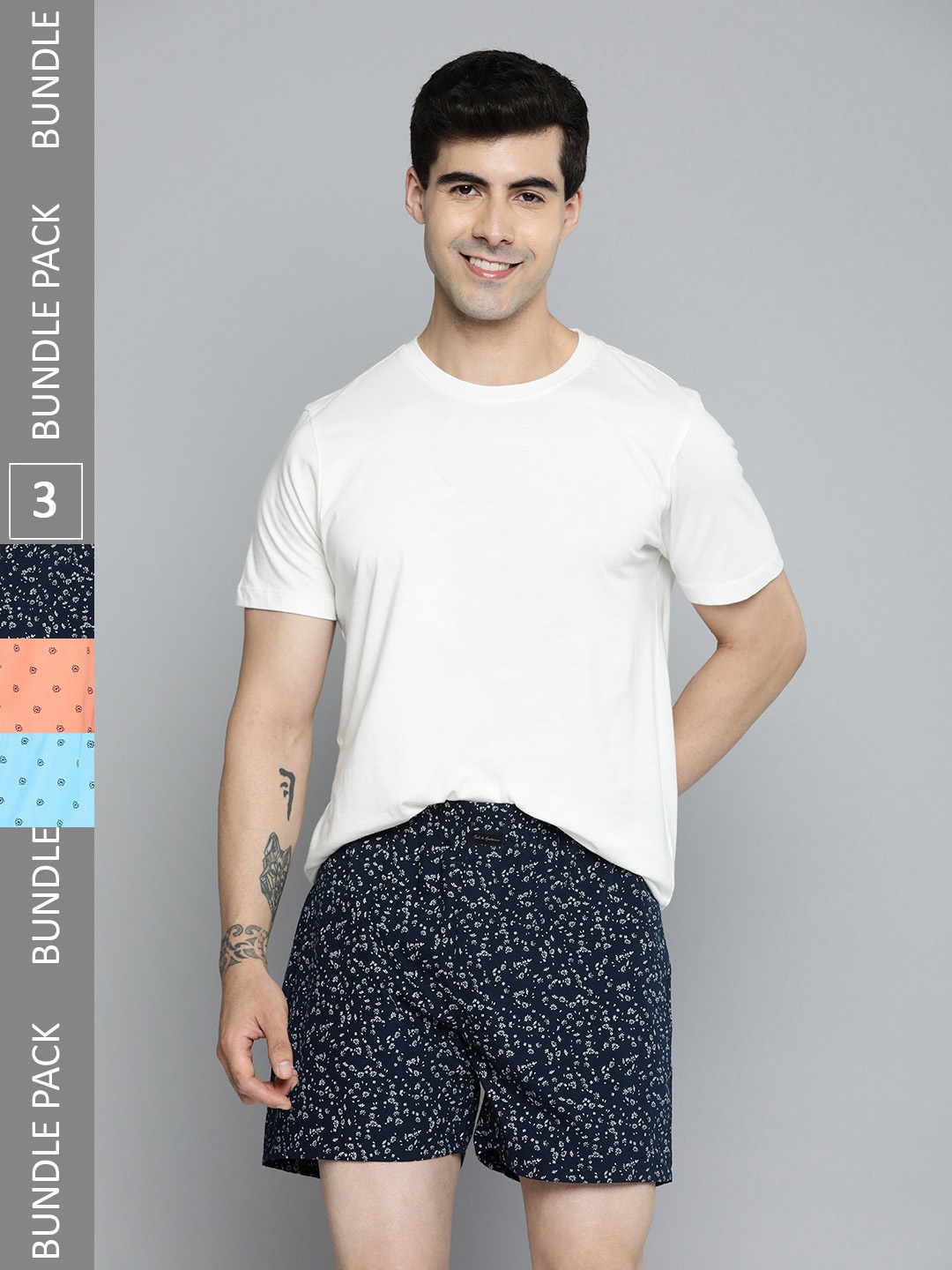 

Mast & Harbour Pack of 3 Assorted Printed Pure Cotton Boxers, Multi