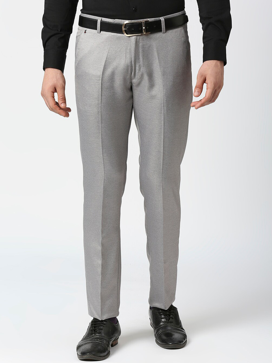 

Solemio Men Mid-Rise Slim Fit Plain Formal Trousers, Grey