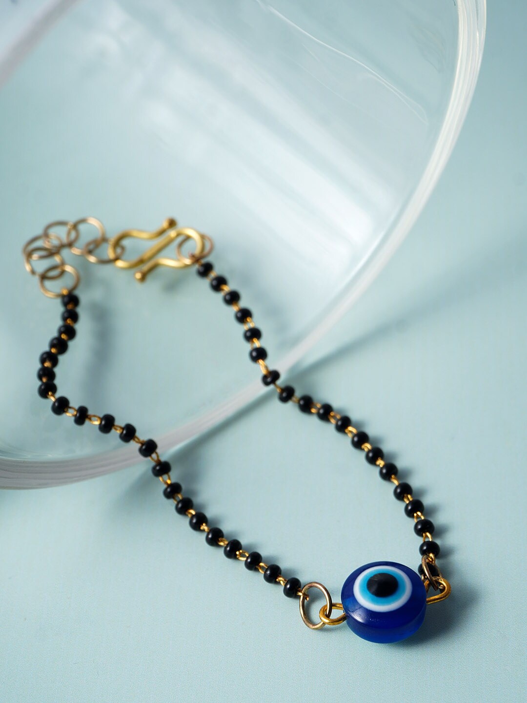 

Ferosh Women Gold-Plated Mangalsutra Evil Eye Bracelet