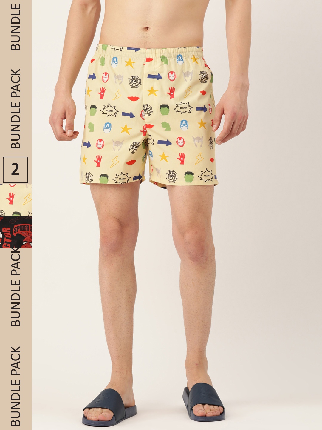 

Kook N Keech Men Pack of 2 Printed Pure Cotton Boxers KS22M716-Cream, Multi
