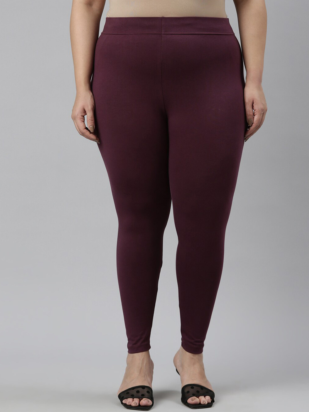 

Go Colors Plus Size Slim Fit Ankle Length Leggings, Purple