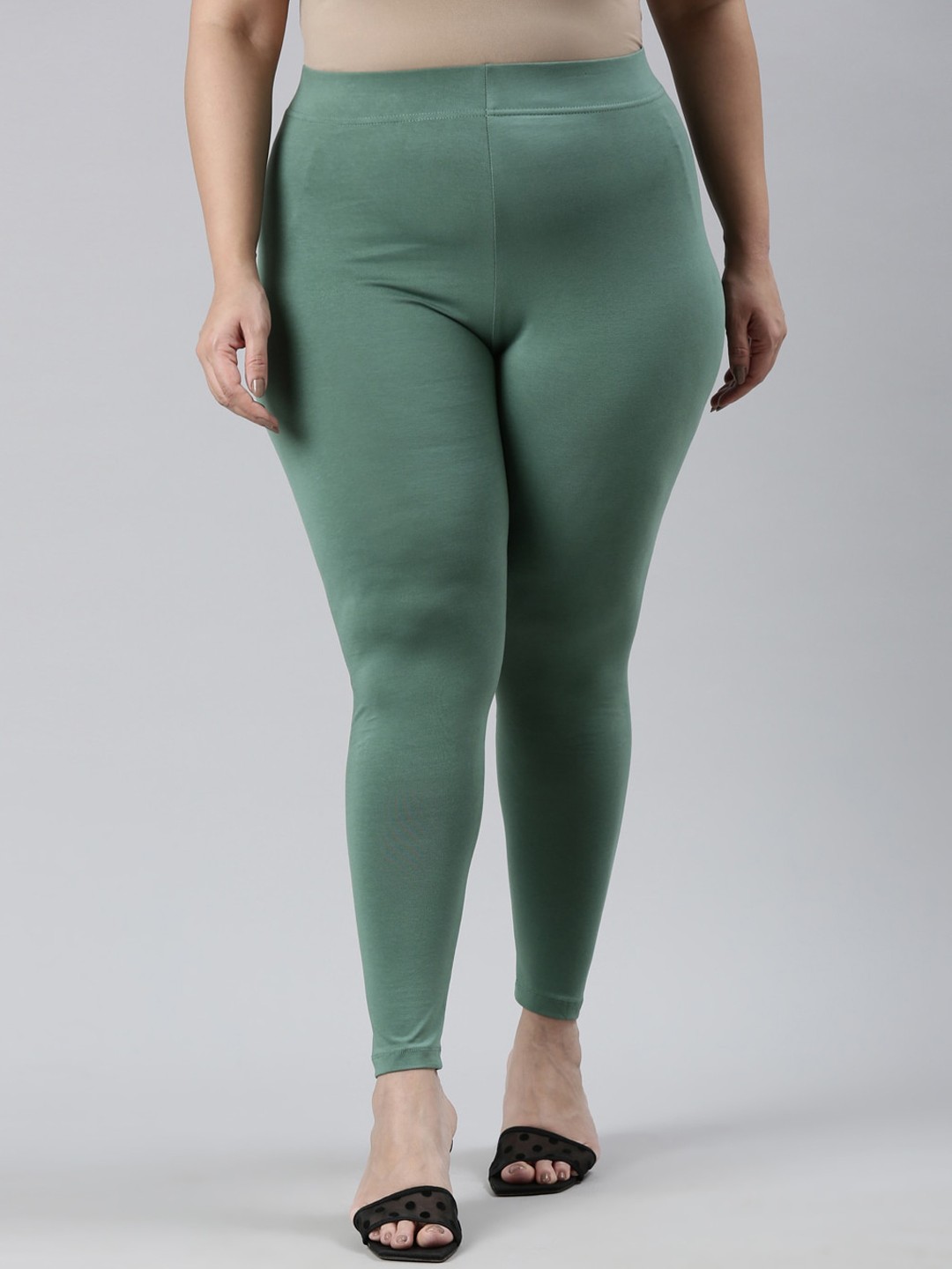

Go Colors Plus Size Slim Fit Ankle Length Leggings, Green
