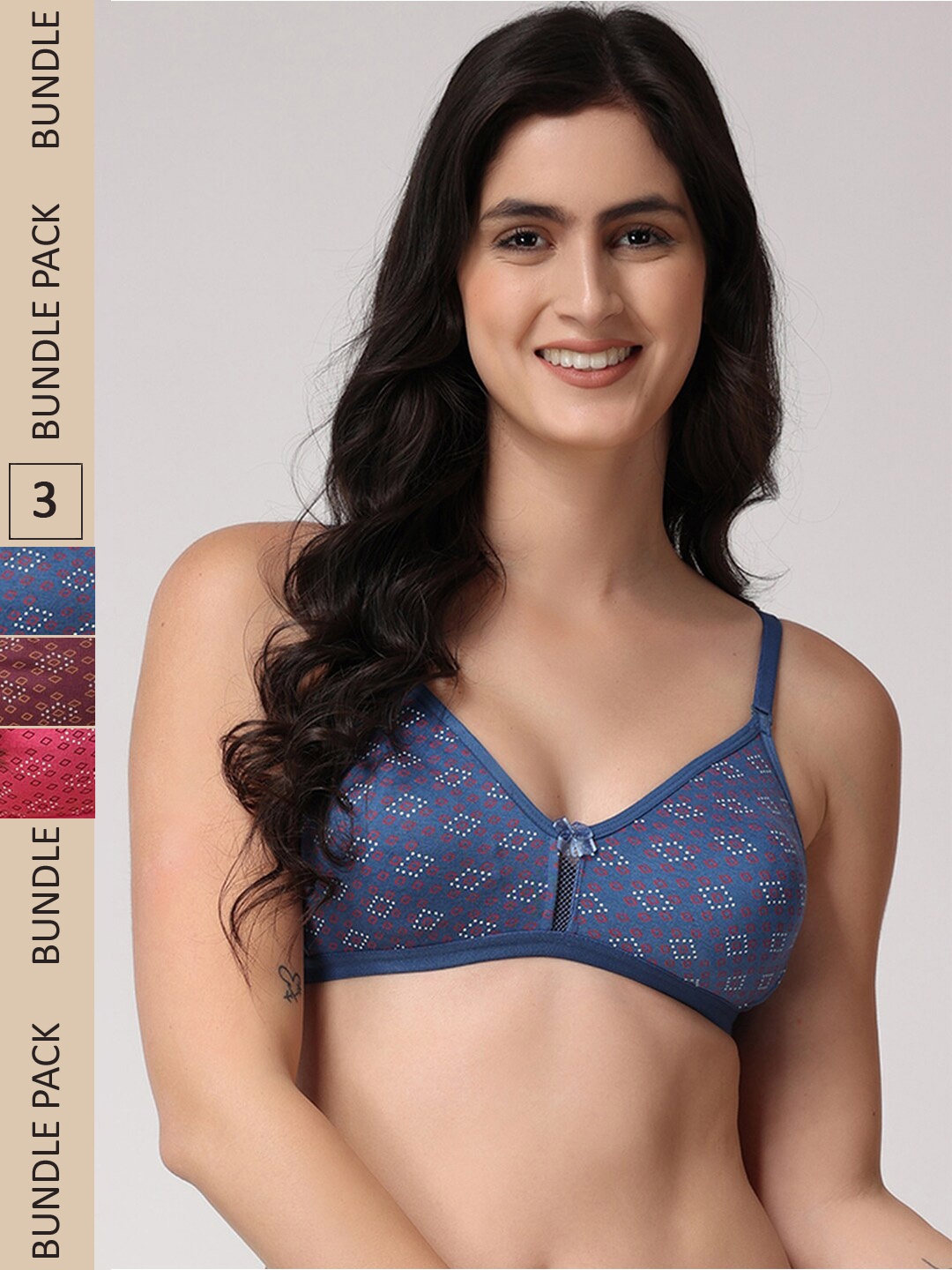 

Floret Pack of 3 Geometric Medium Coverage Bra, Assorted