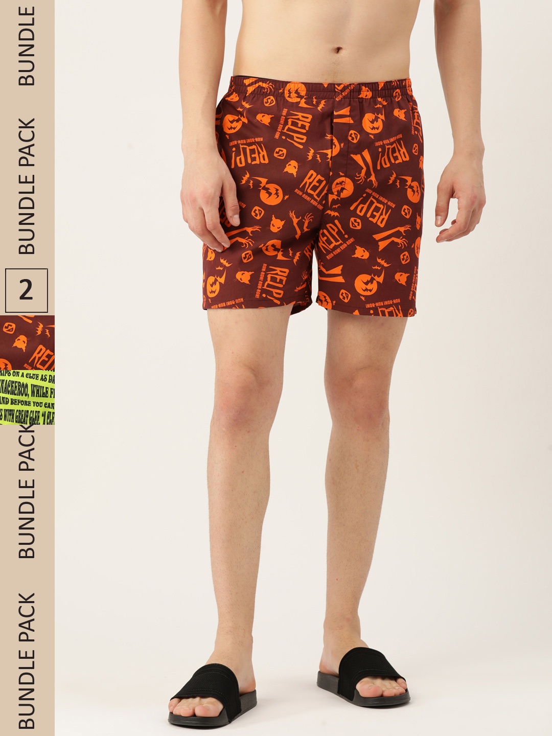 

Kook N Keech Men Pack of 2 Printed Pure Cotton Boxers KS22M717-Yellow, Multi