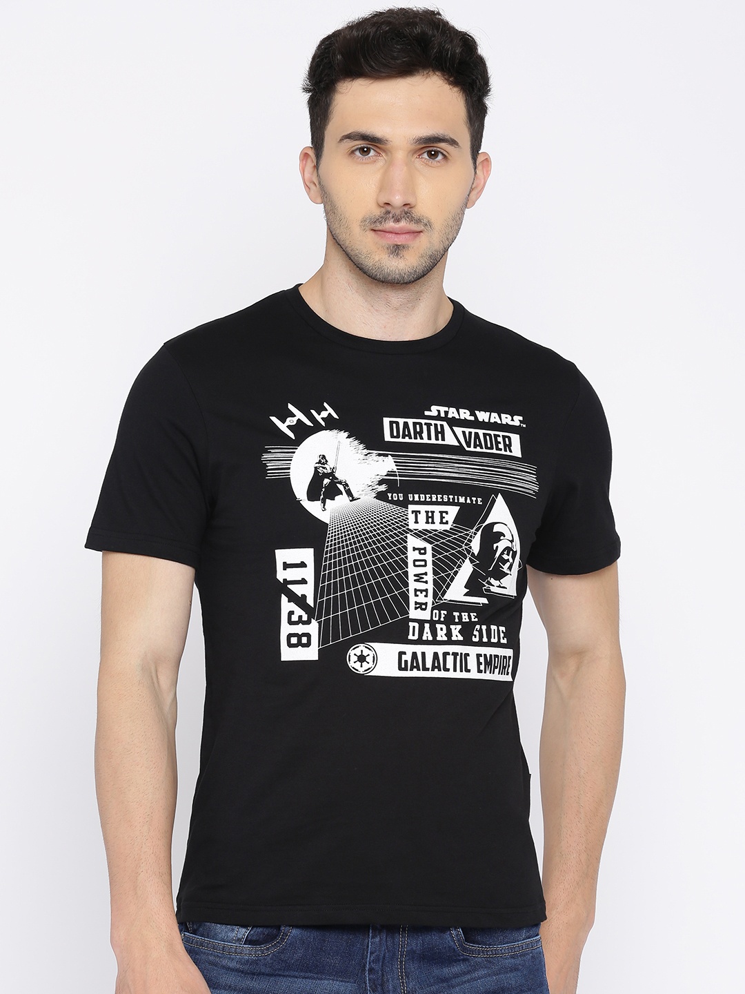 

Celio Star Wars Men Black Printed Star Wars Pure Cotton T-shirt