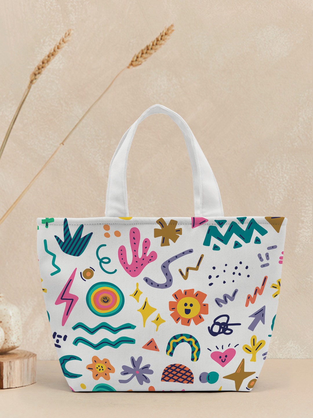 

Crazy Corner Graphic Printed Lunch Bag, White