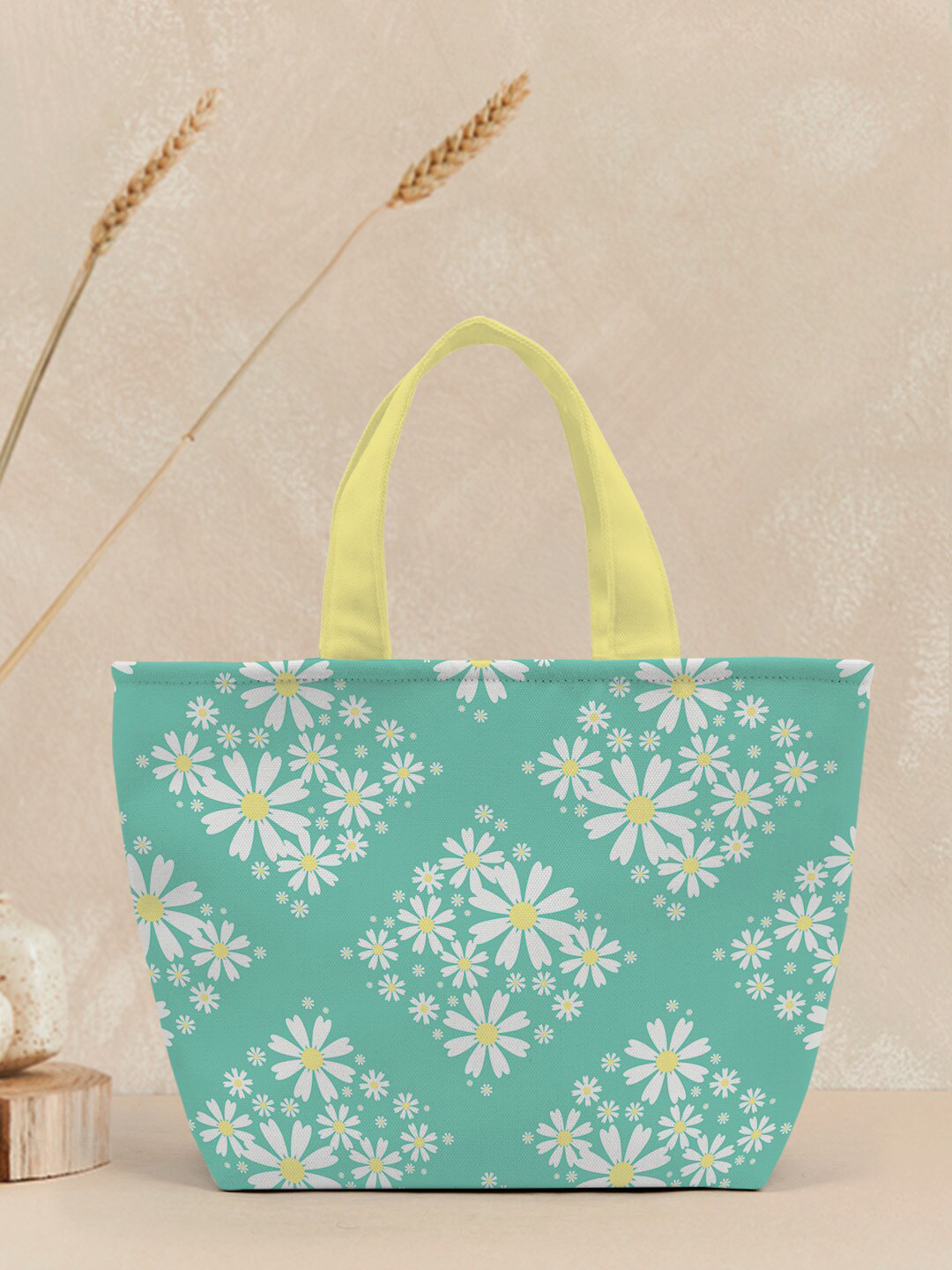 

Crazy Corner Floral Printed Canvas Lunch Bag, Sea green