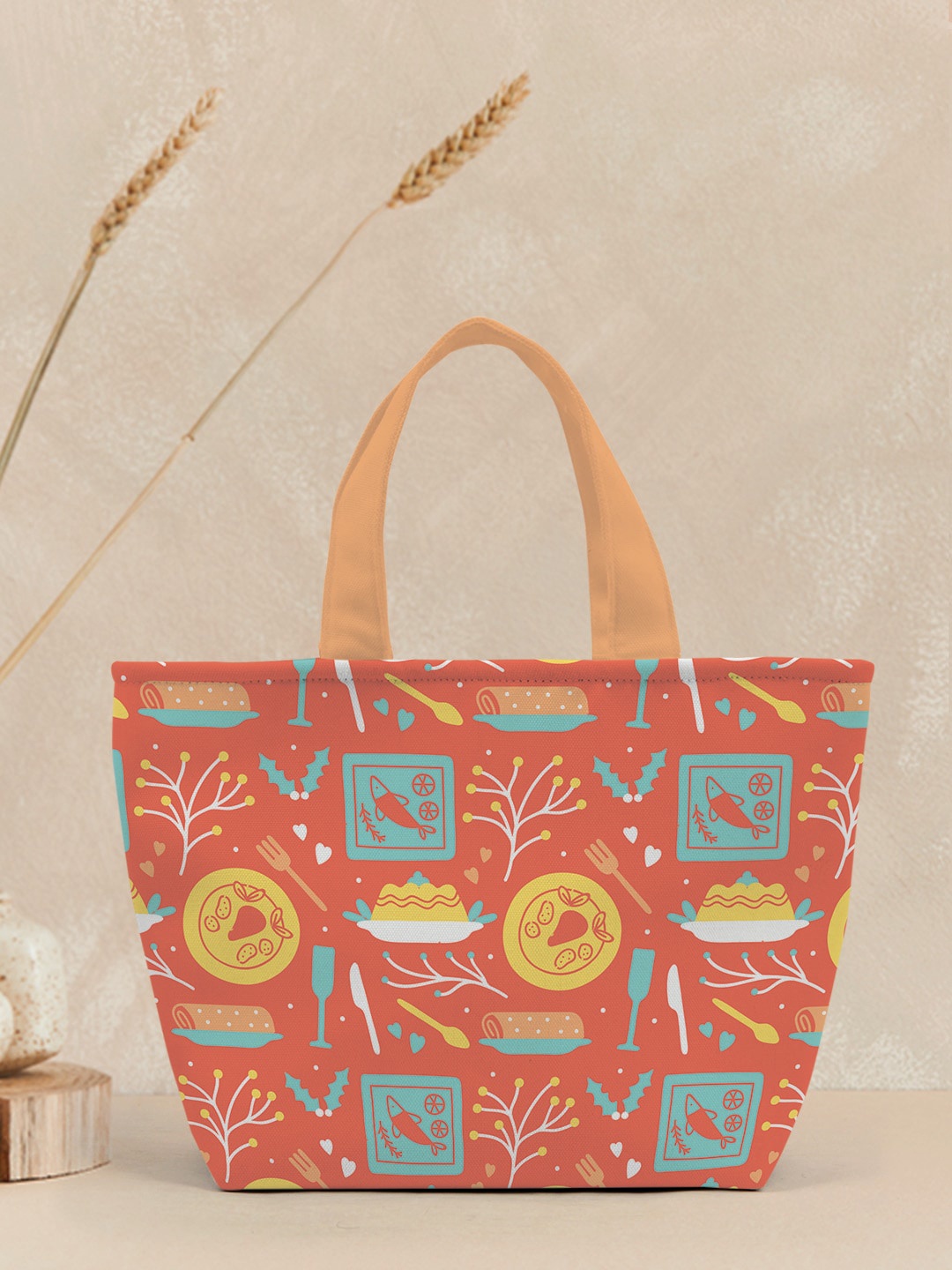 

Crazy Corner Canvas Printed Lunch Bag, Orange