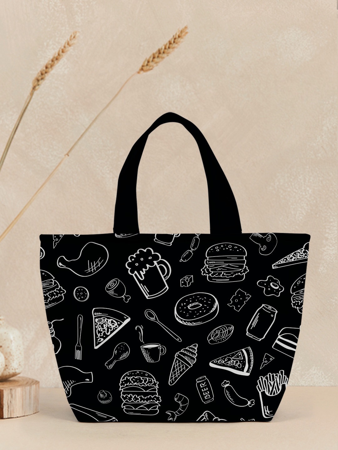 

Crazy Corner Graphic Printed Lunch Bag, Black