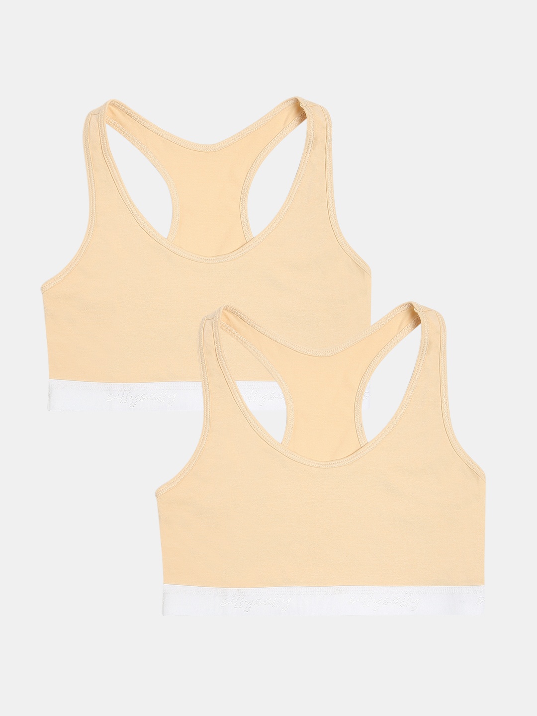 

Sillysally Girls Pack Of 2 Non Padded High Support All Day Comfort Full Coverage Bra, Nude