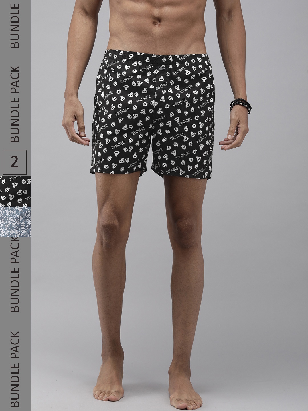 

Roadster Men Pack Of 2 Printed Pure Cotton Boxers, Multi