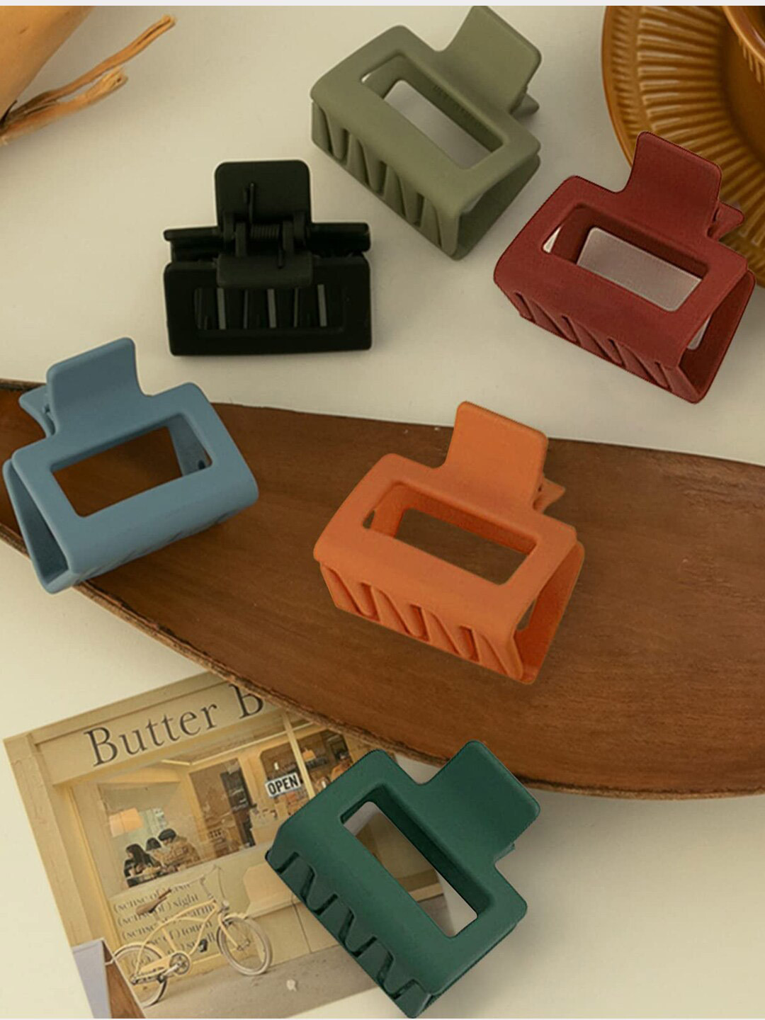 

VAGHBHATT Women Set of 6 Claw Clip, Brown