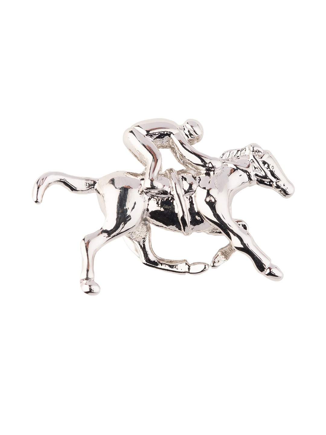 

The Tie Hub Men Brass Derby Horse With Jockey Lapel Pin, Silver