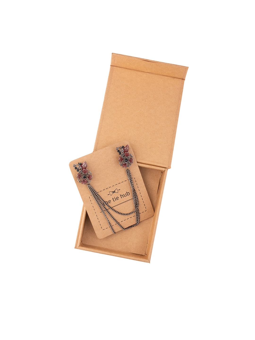 

The Tie Hub Men Brass Floral-Charm Lapel Pin, Maroon