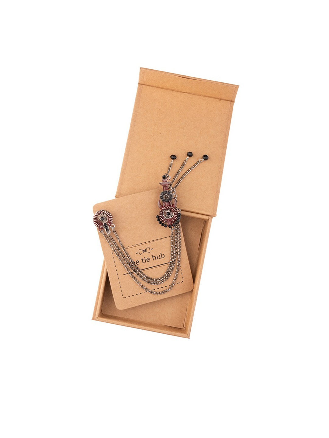 

The Tie Hub Men Flower Pot Chain Lapel Pin, Maroon