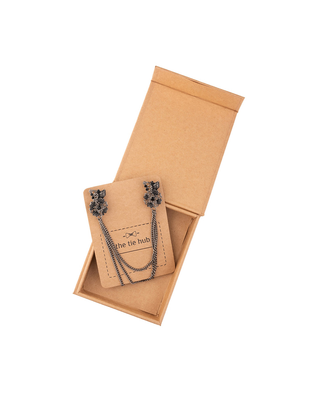 

The Tie Hub Floral Chain Lapel Pin, Black