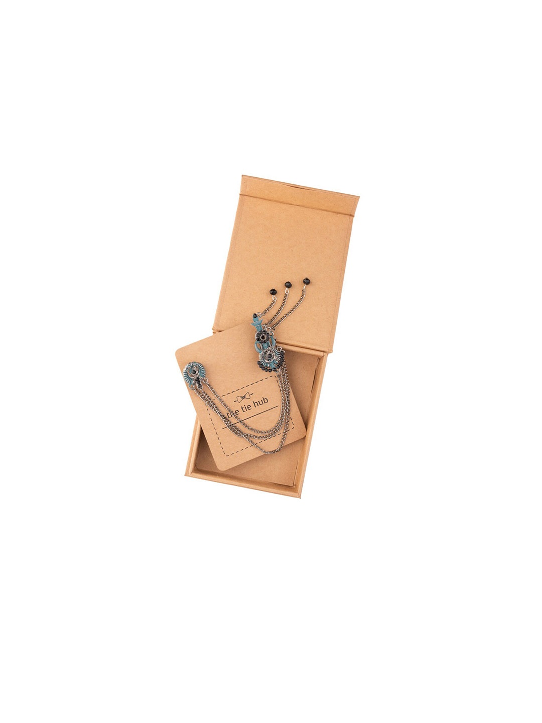 

The Tie Hub Men Flower Pot Chain Lapel Pin, Blue