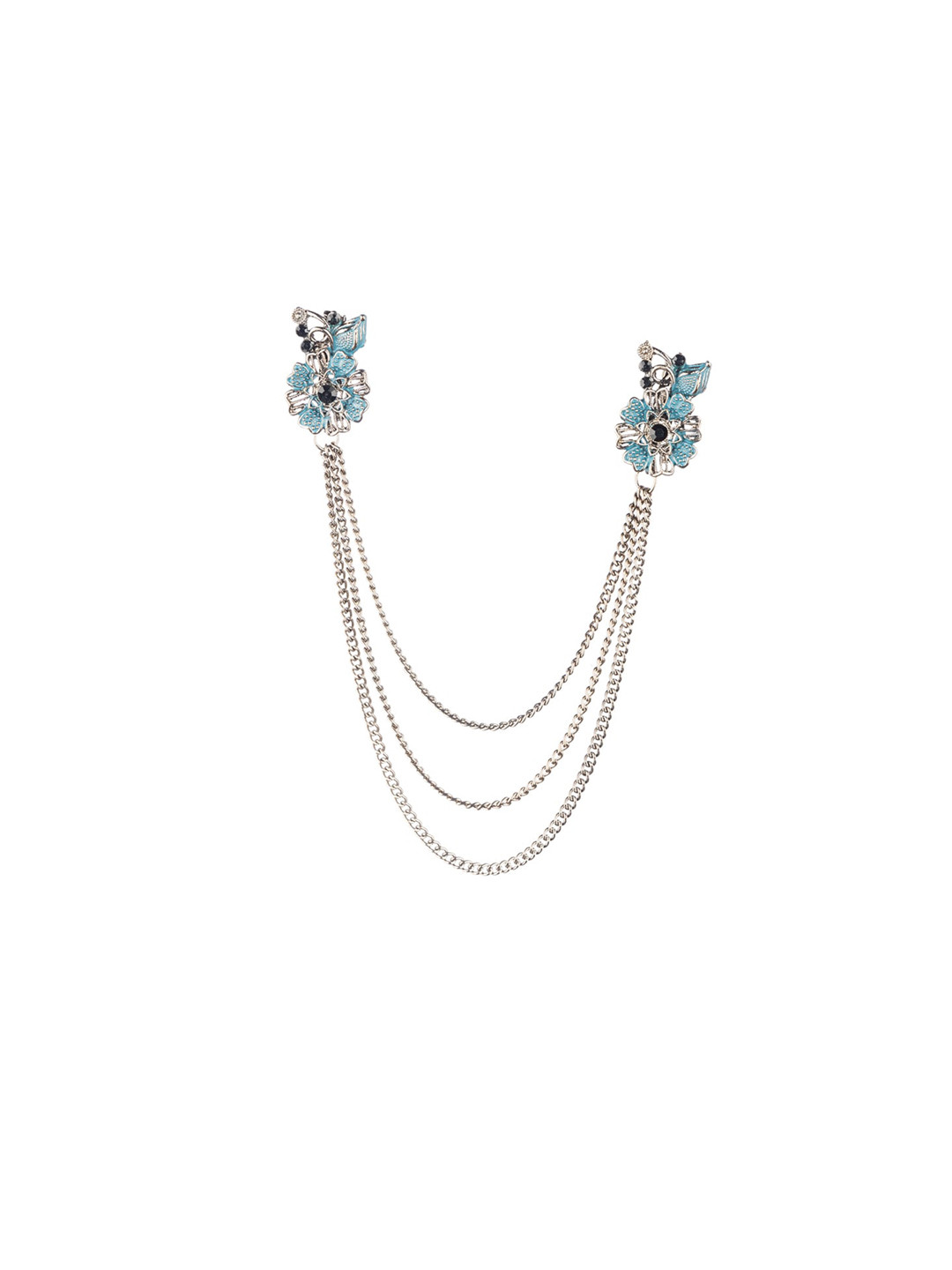 

The Tie Hub Men Floral Chain Lapel Pin, Blue