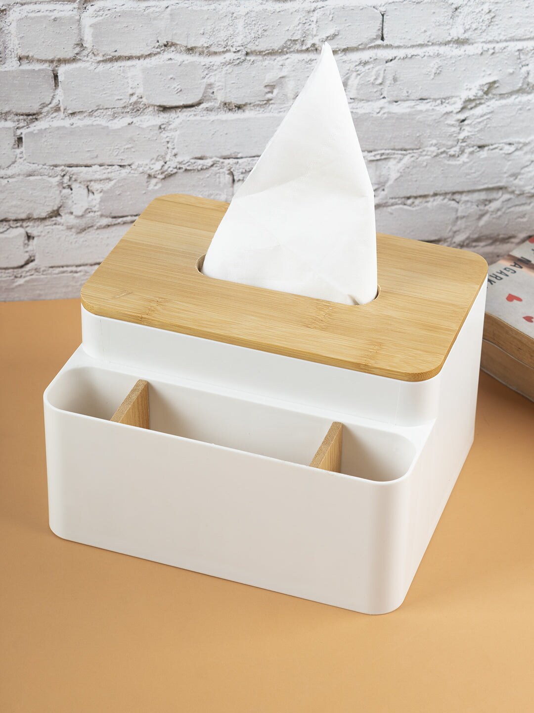 

Market99 White Tissue Box With Cutlery Holder
