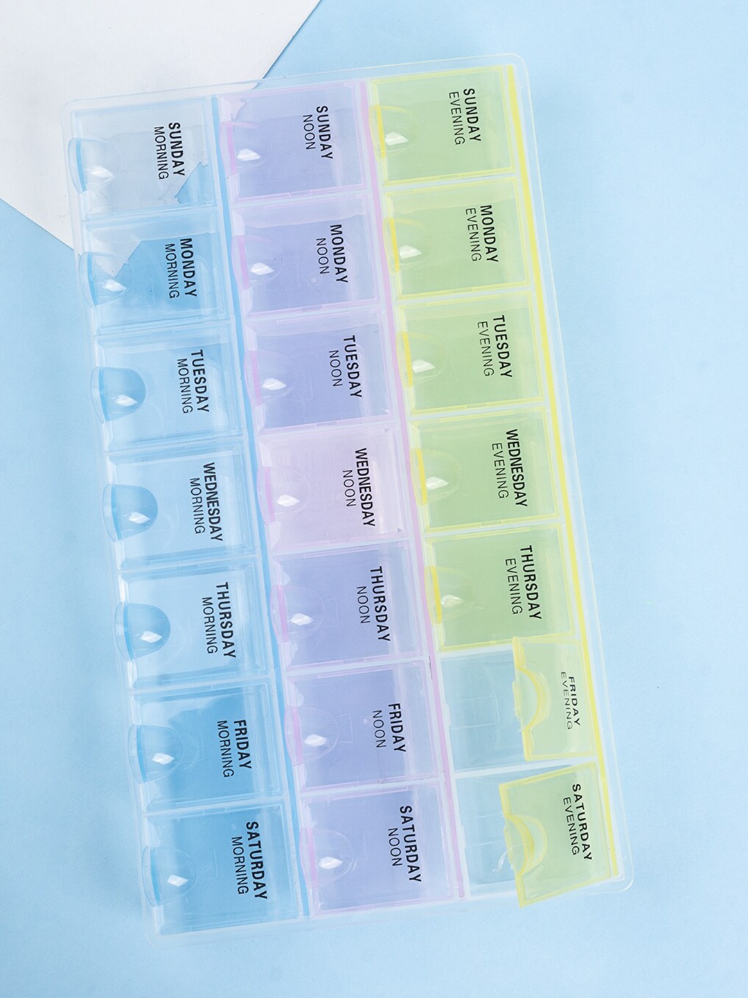 

MARKET99 Yellow & Pink Label Printed Water Resistant Weekly Pill Box Organizer