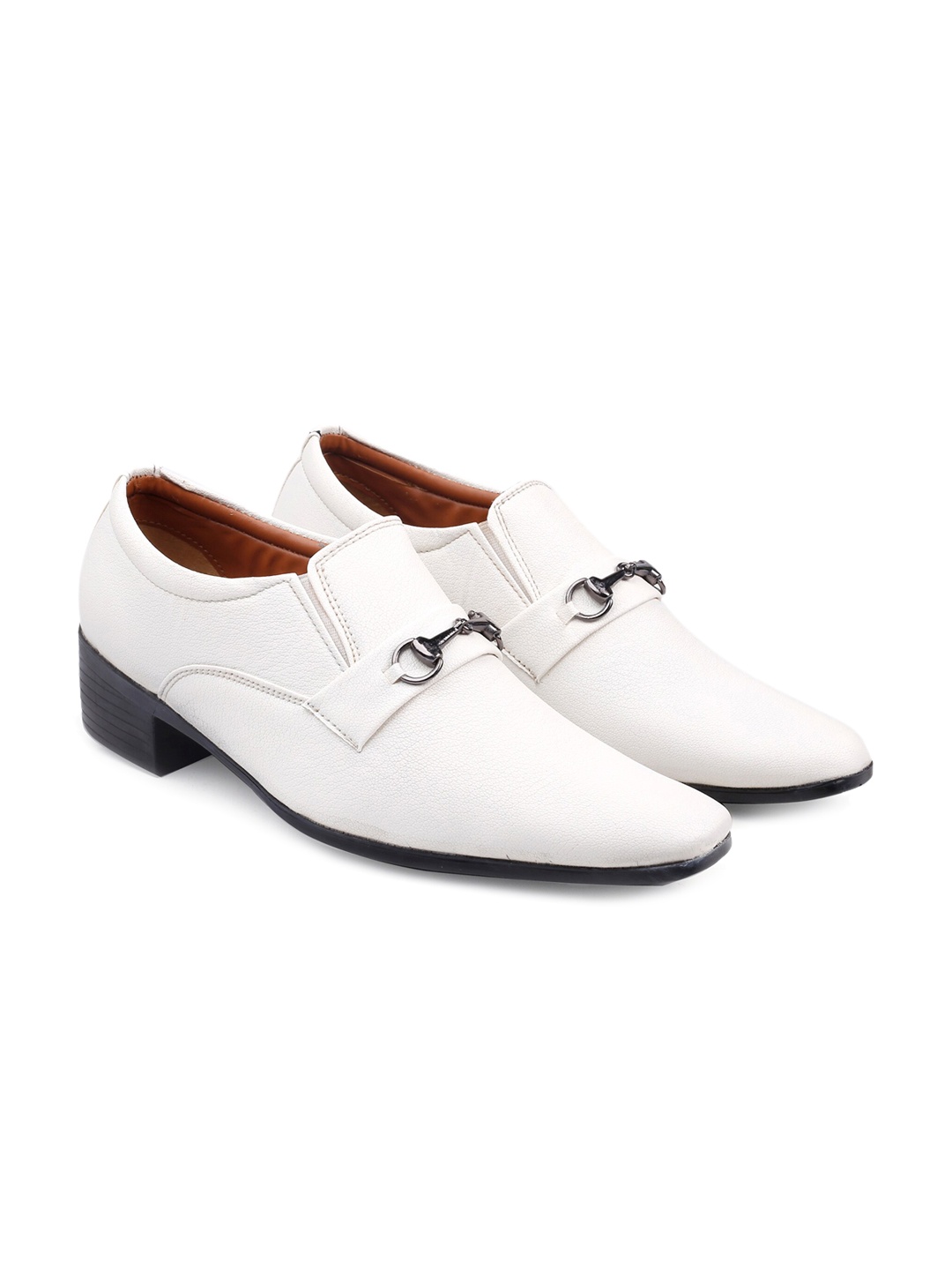 

Bxxy Men Pointed Toe Slip-On Elevator Formal Shoes, White