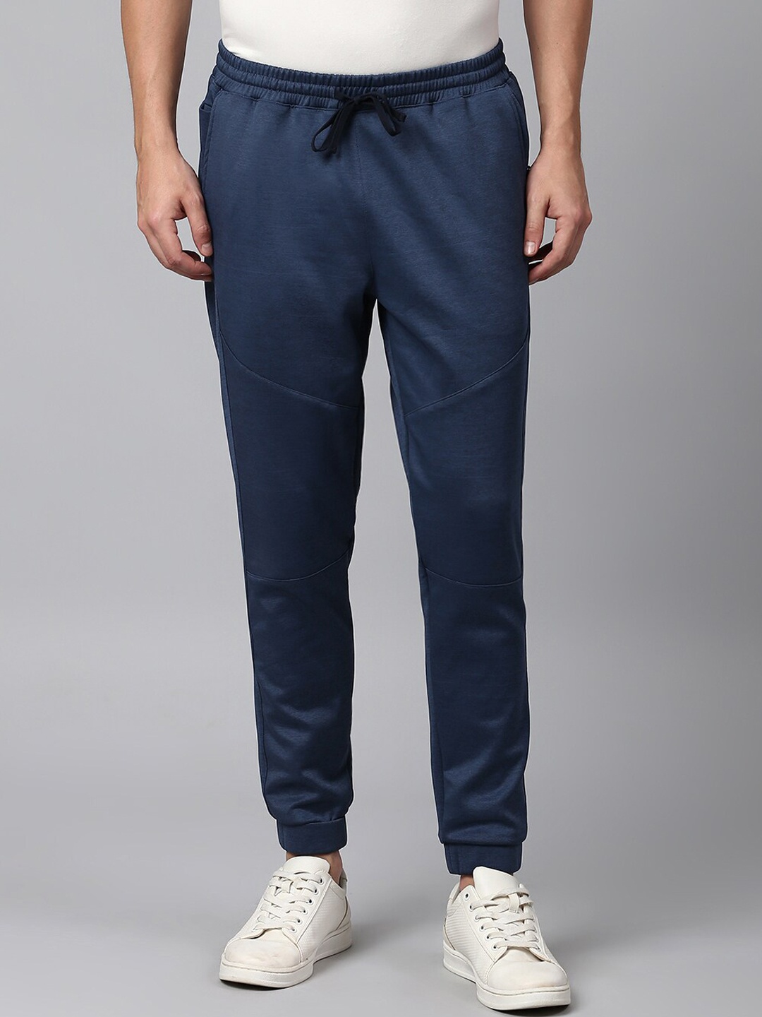 

Slowave Men Regular Fit Mid-Rise Joggers, Navy blue