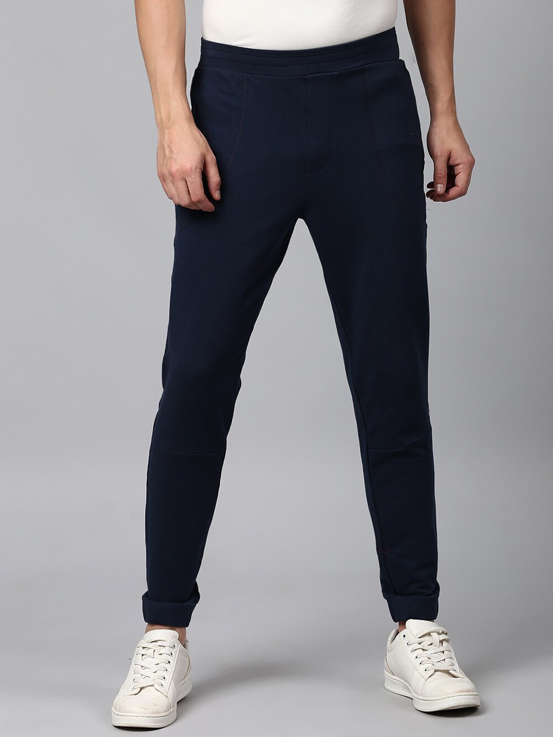 

Slowave Men Regular Fit Pure Cotton Joggers, Navy blue