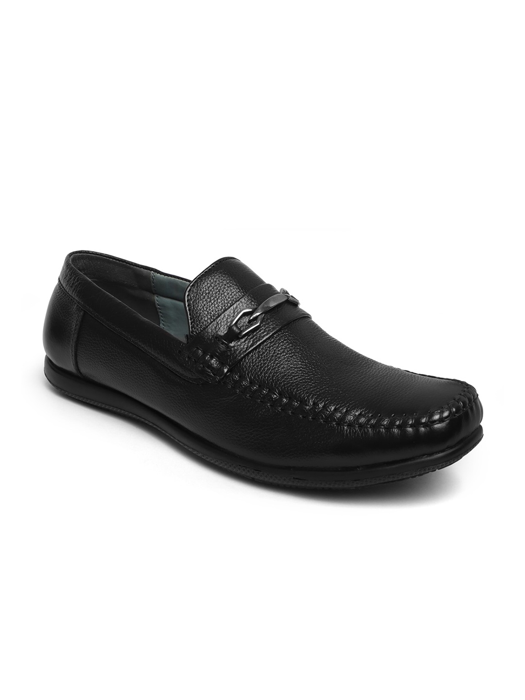 

Zoom Shoes Men Textured Waterproof Lining Memory Foam Leather Horsebit Loafers, Black