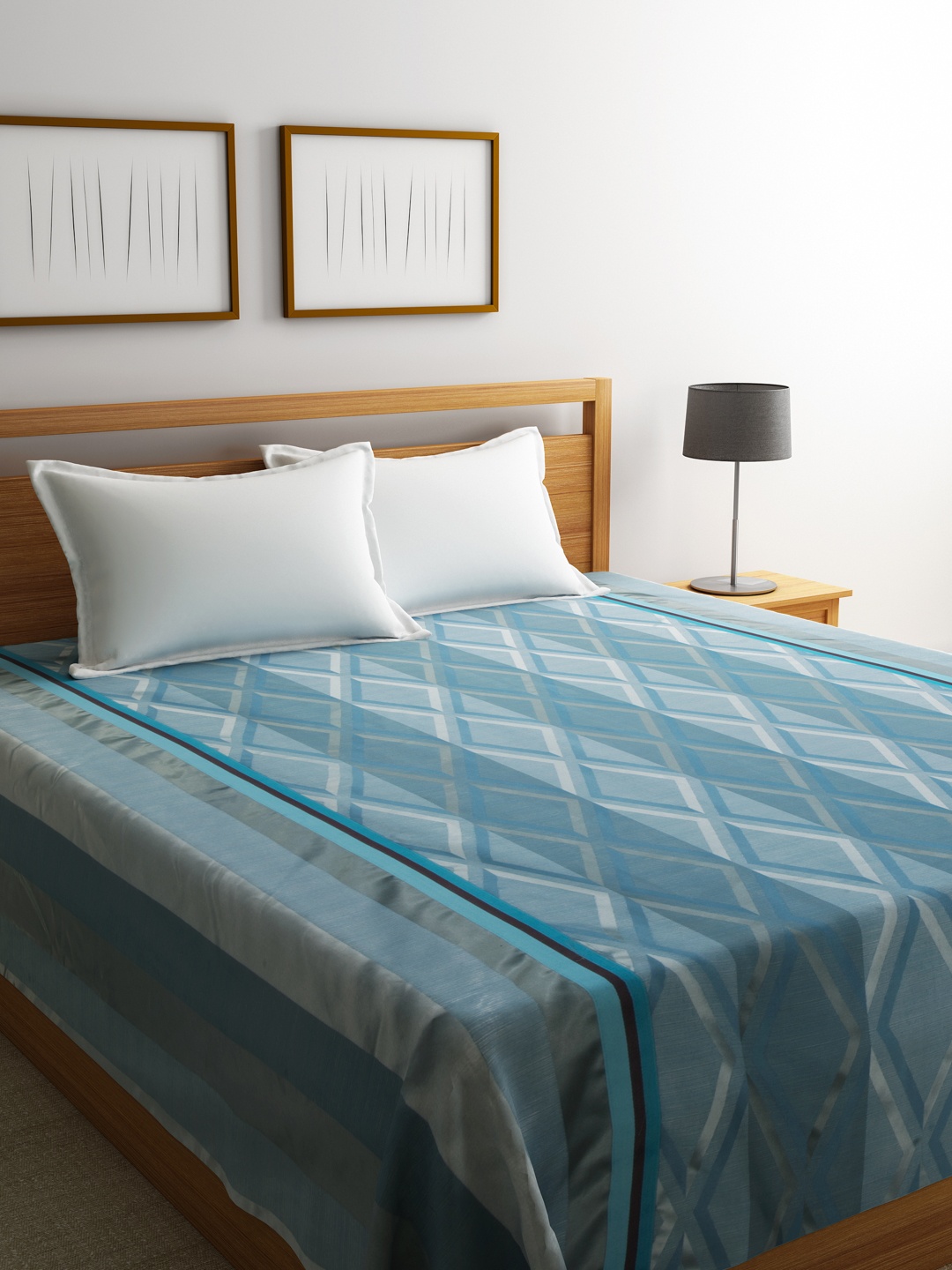 

Dreamscape Blue Polycotton Printed Double Bed Cover