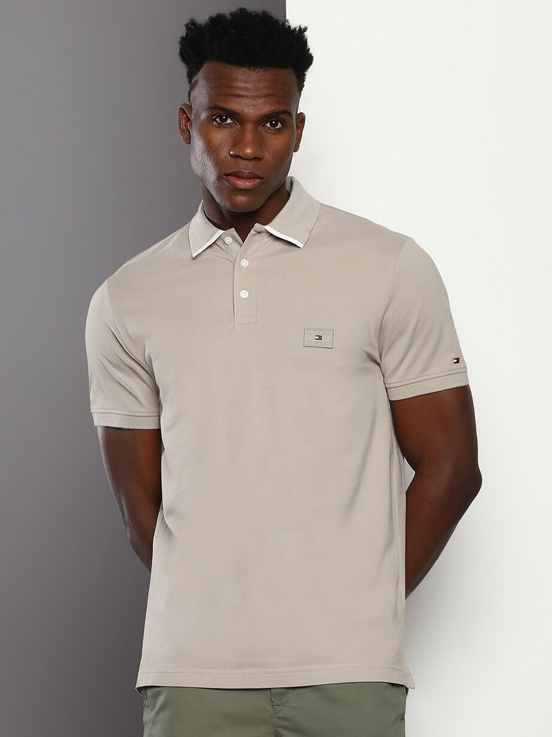 

Tommy Hilfiger Polo Collar Pure Cotton T-shirt, Beige