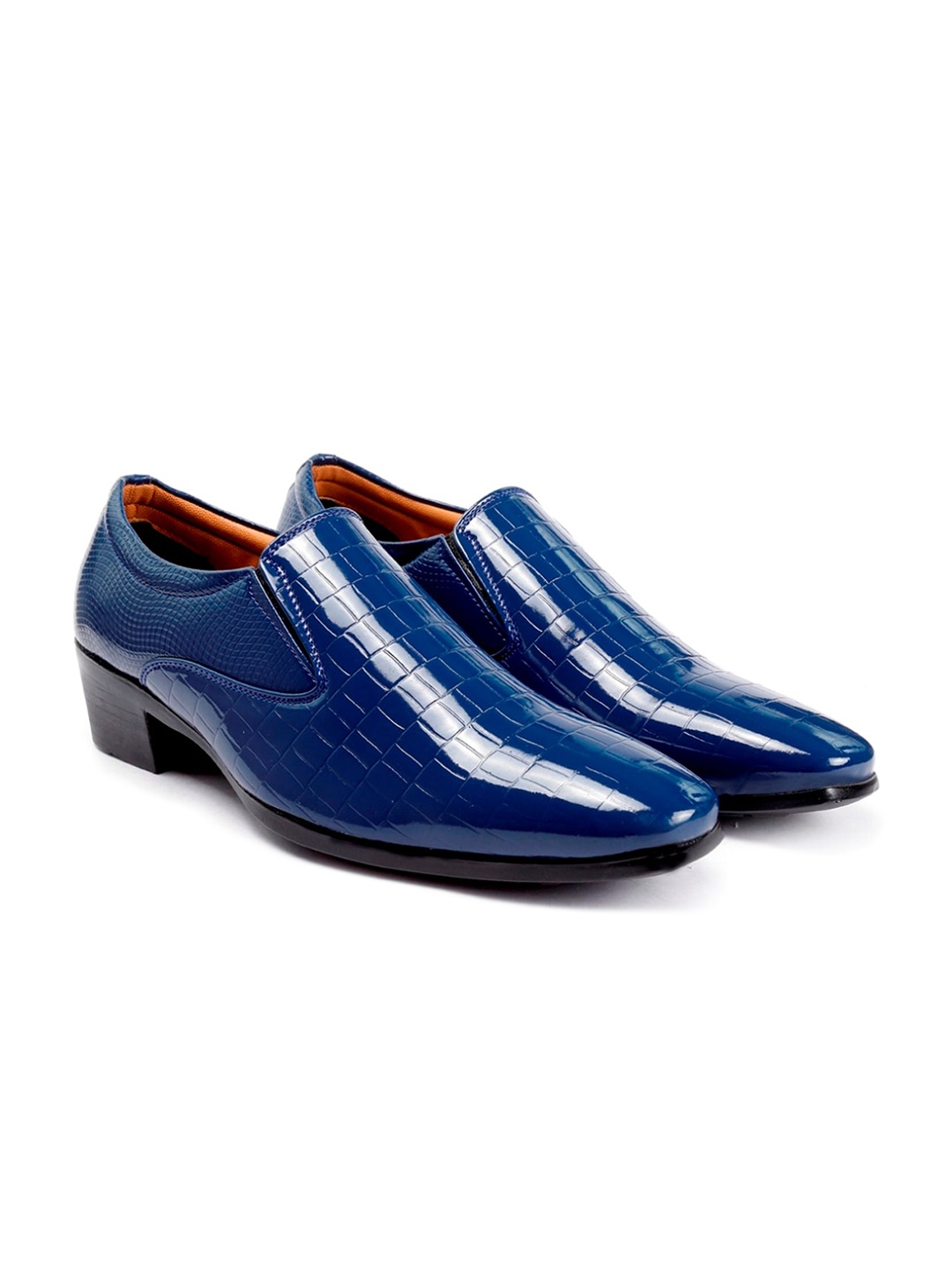 

Bxxy Men Square Toe Slip-On Elevator Formal Shoes, Blue